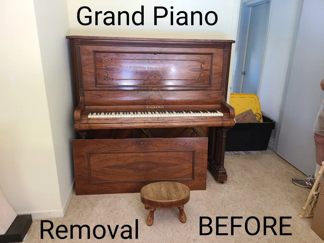 Piano removal Orange, CA, an upright piano hauled by Joe's Junk and Trash Removal