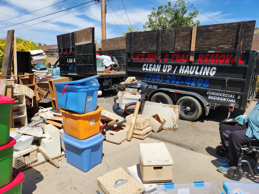 Property cleanout in Orange, CA, a full load of household junk hauled by Joe's Junk and Trash Removal